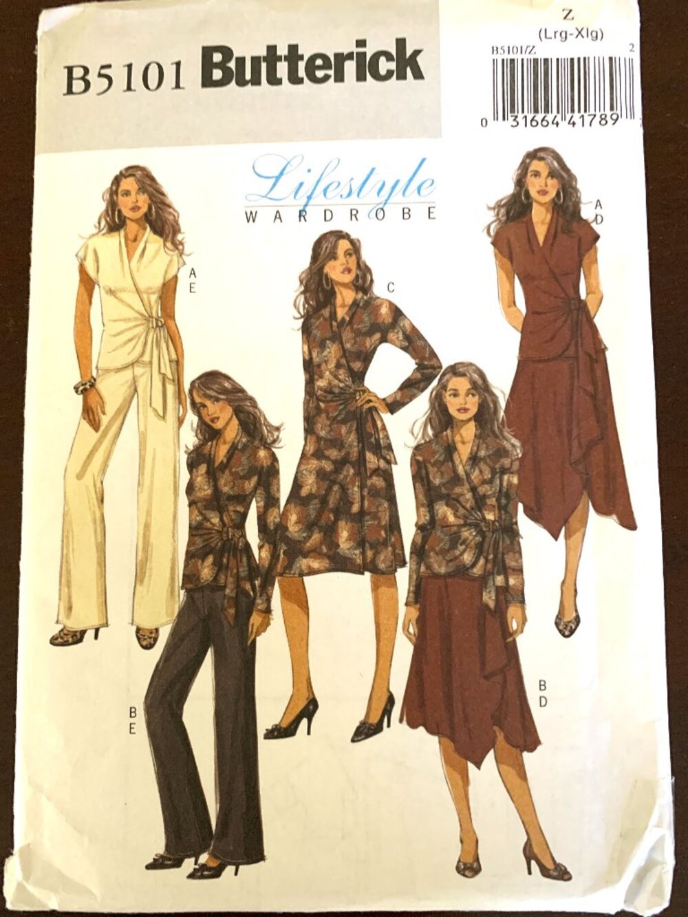 Vintage Uncut Pattern #5101 size Lg, Xlg. Misses Top, Dress, Skirt and Pants